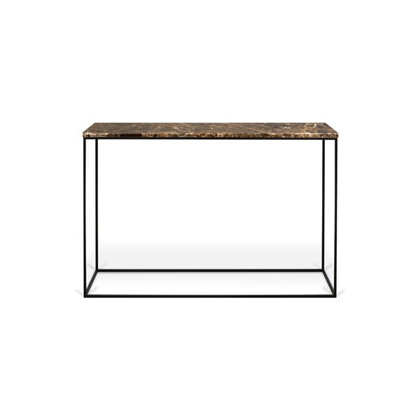 TemaHome Gleam konzolna mizica z rjavim marmornatim vrhom