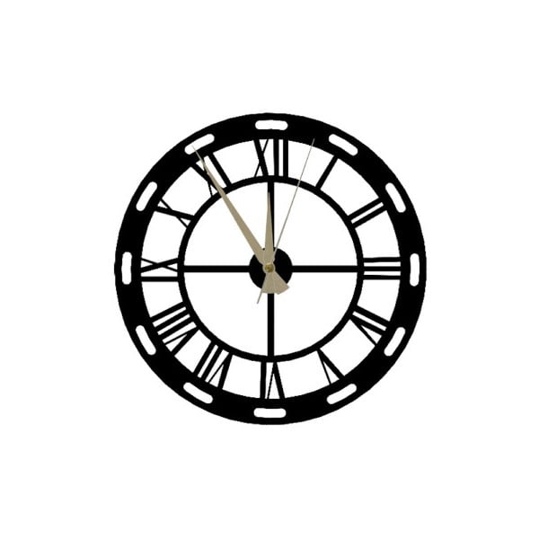 Črna stenska ura Roman Clock, 48 x 50 cm
