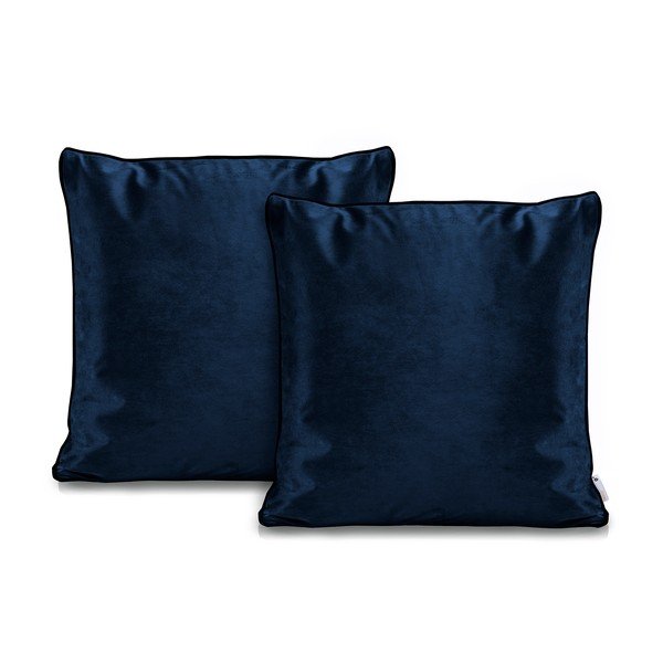 Komplet 2 temno modrih vzglavnikov DecoKing Rimavelvet Dark Blue, 45 x 45 cm-image-1