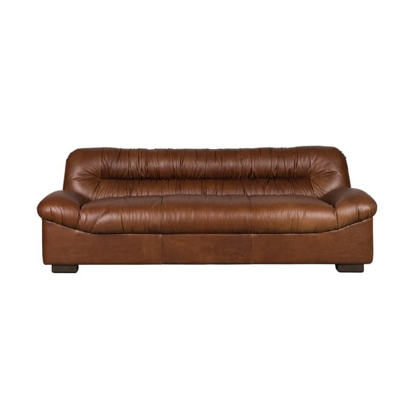 Rjava usnjena sedežna garnitura 214 cm Douglas – Dutchbone