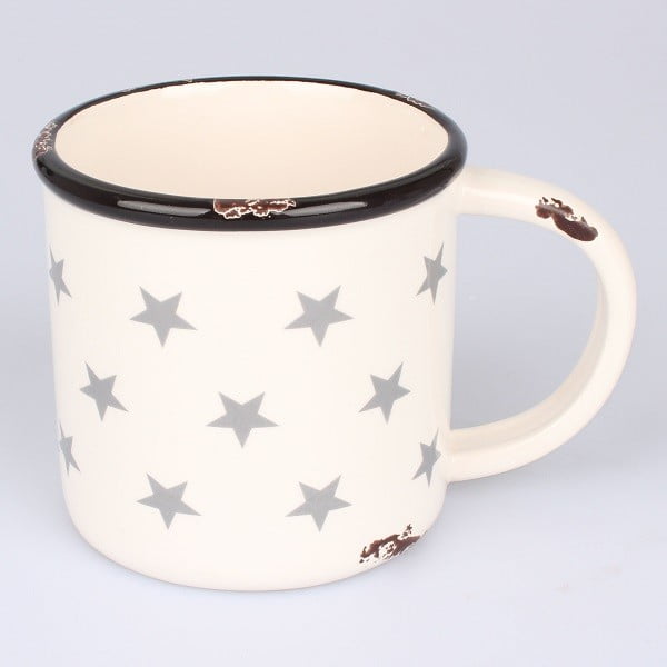 Bela keramična maksi skodelica z zvezdami Dakls, prostornina 400 ml