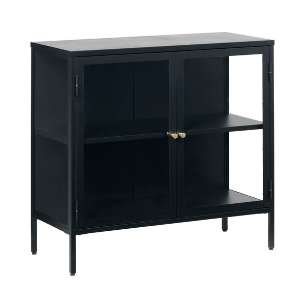 Črna kovinska vitrina 90x85 cm Carmel – Unique Furniture-image-3