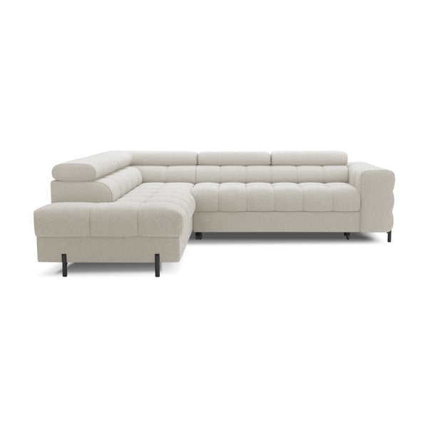 Kremno bela raztegljiva/s prostorom za shranjevanje kotna sedežna garnitura iz tkanine bouclé (levi kot/v obliki črke L) Ferucce – ELTAP-image-2