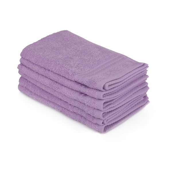 Komplet 6 vijoličnih kopalniških brisač, 50 x 30 cm