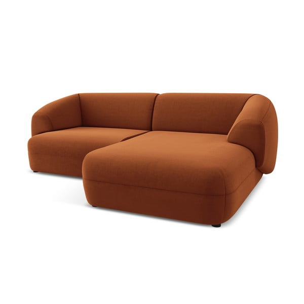 Oranžna žametna kotna sedežna garnitura (desni kot) Moana – Makamii-image-3