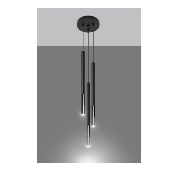 Kovinska viseča svetilka v črni in srebrni barvi ø 20 cm Asarot – Sollux-image-2