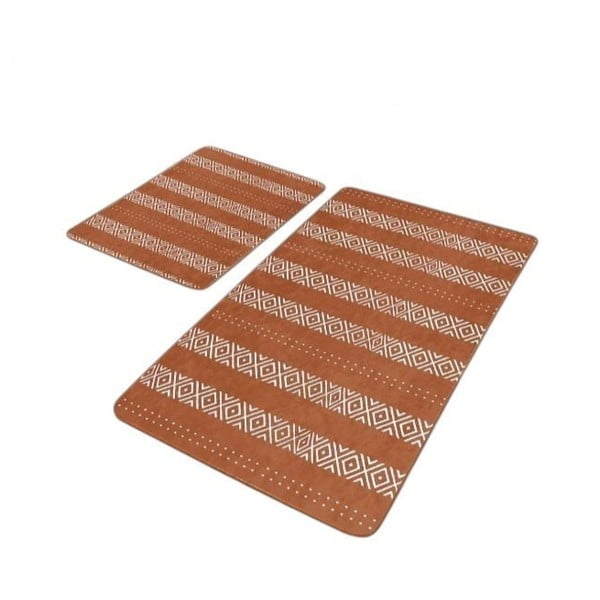 Rjave žametne kopalniške preproge v kompletu 2 ks 60x100 cm – Mila Home