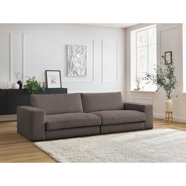 Sivorjava sedežna garnitura iz rebrastega žameta 274 cm Leonard – Bobochic Paris-image-1