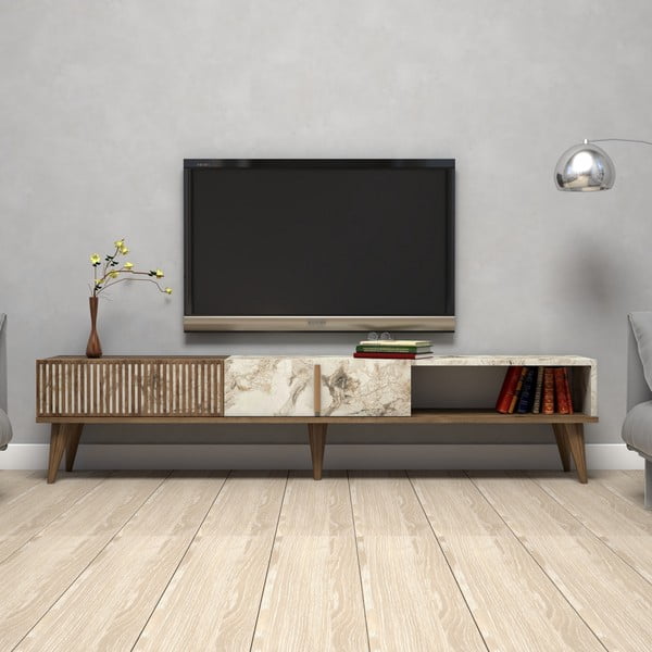 TV omarica v marmornem dekorju v naravni barvi 180x40 cm Milan – Kalune Design-image-1