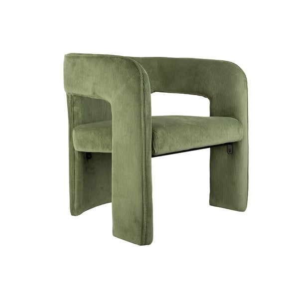 Zelen fotelj iz rebrastega žameta Vigor – Leitmotiv