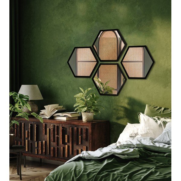 Stenska ogledala v kompletu 4 ks 35x40 cm Heksagon-image-1