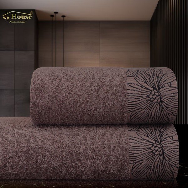 Rjava frotirna bombažna brisača 50x100 cm Valencia – My House-image-1