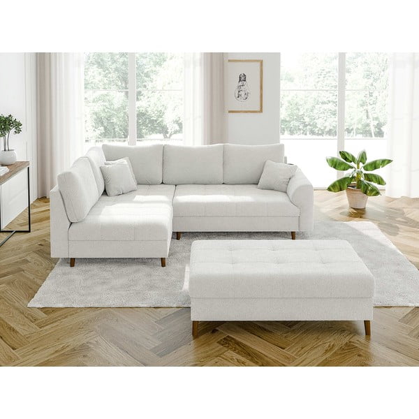 Bel tabure iz tkanine bouclé Ariella – Ropez-image-4