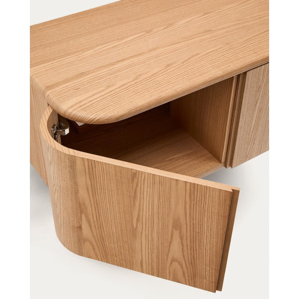 Stenska omarica za pod umivalnik v jesenovem dekorju v naravni barvi 90x35 cm Salaya – Kave Home-image-4