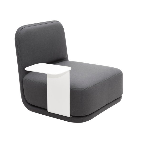 Temno siv fotelj z belo kovinsko mizico Softline Standby Medium + Side table-image-2