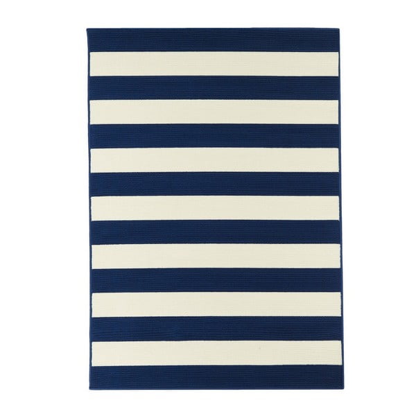 Modro-bela zunanja preproga Floorita Stripes, 133 x 190 cm