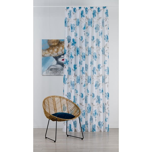 Bela/modra prosojna zavesa 300x260 cm Mariola – Mendola Fabrics