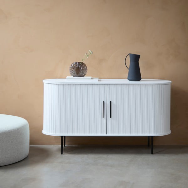 Bela komoda z drsnimi vrati 120x76x45 cm Nola – Unique Furniture-image-1