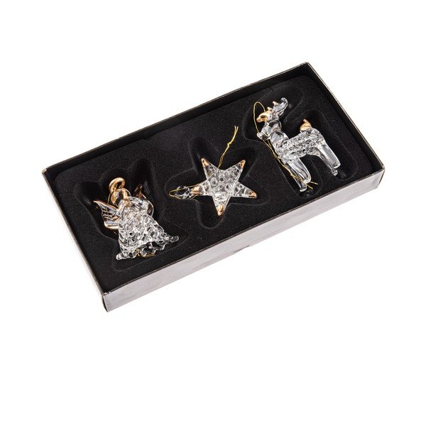 Stekleni okraski za jelko v kompletu 3 ks 9 cm – Dakls