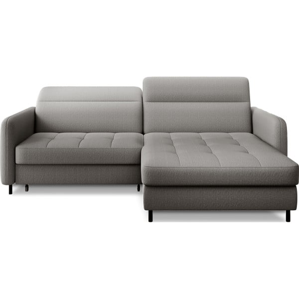 Siva žametna raztegljiva/s prostorom za shranjevanje kotna sedežna garnitura (desni kot/z ležalnikom) Gomsi – ELTAP