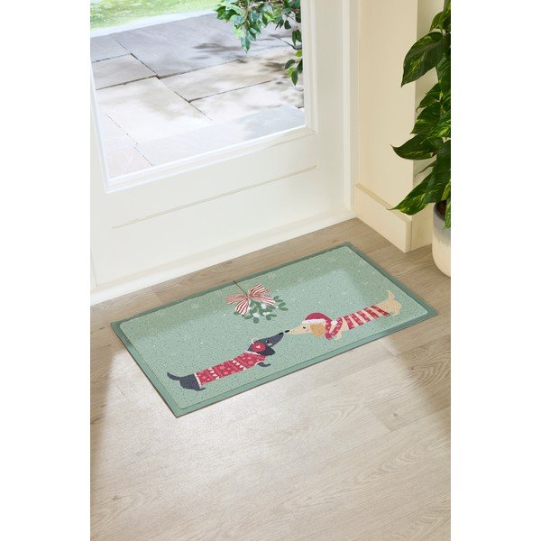 Predpražnik z božičnim motivom iz reciklirane plastike 40x70 cm Christmas Sausage Dogs – Artsy Doormats-image-2