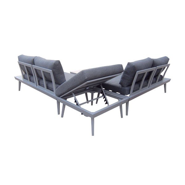 Komplet sivega vrtnega kavča in kavne mizice Bobochic Paris Vigo Gris-image-1