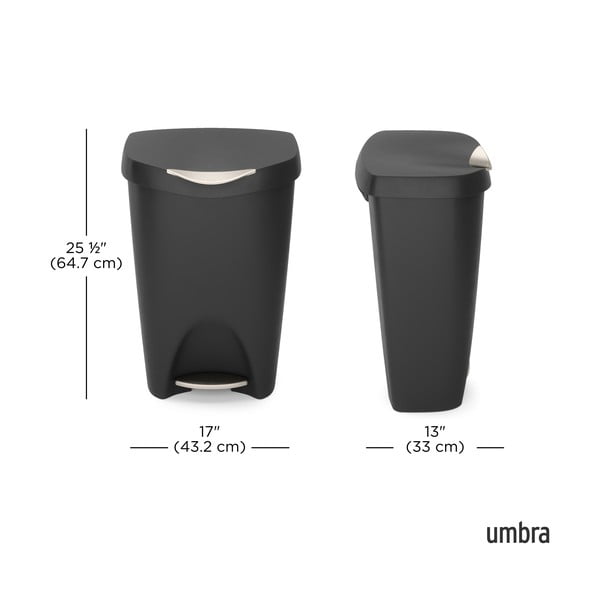 Črn plastičen koš za smeti s pedalom 50 l Brim – Umbra-image-3