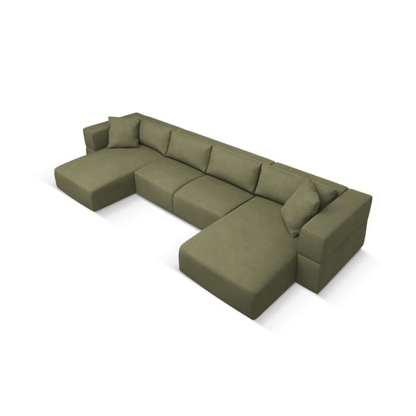 Svetlo zelena kotna sedežna garnitura (v obliki črke "U") Esther – Milo Casa-image-2