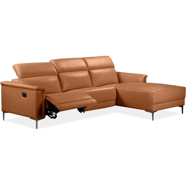 Rjava kotna sedežna garnitura iz umetnega usnja (desni kot) Lund – Støraa-image-1