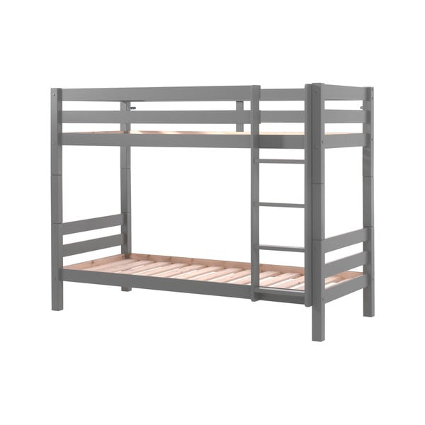 Siva pograd otroška postelja iz masivnega bora s prostorom za shranjevanje 90x200 cm PINO – Vipack-image-2