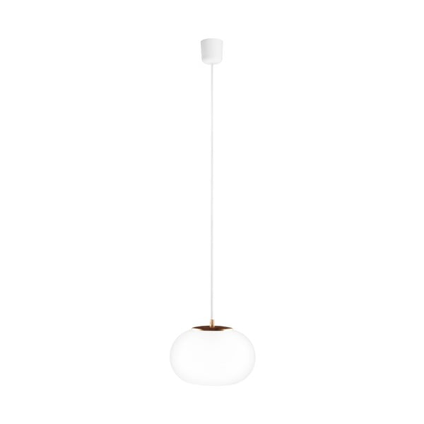 Bela bakrena svetilka z belim kablom in belo vtičnico Sotto Luce Dosei
