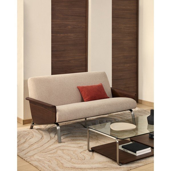 Svetlo rjava sedežna garnitura iz šenilje 165 cm Amsen – Kave Home-image-1