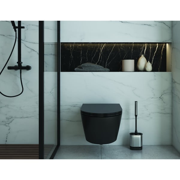 Temno siva WC ščetka iz nerjavečega jekla Cleany – Metaltex-image-1