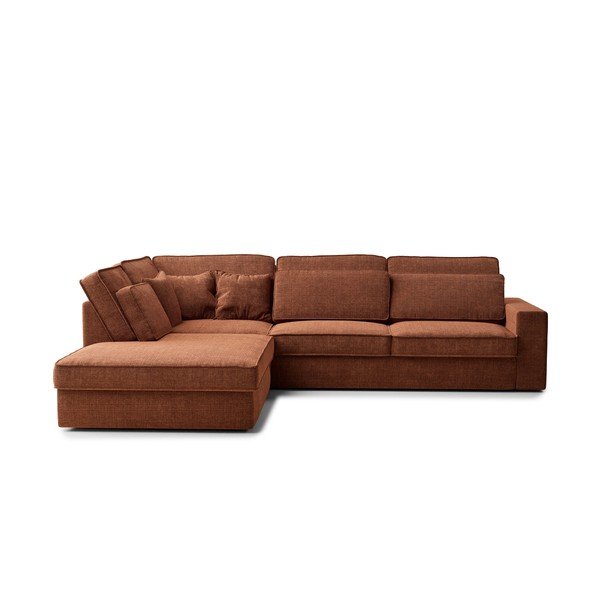 Bakrena kotna sedežna garnitura iz šenilje (levi kot/v obliki črke L) Kirou – Maison de Rêve