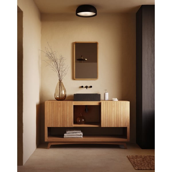 Nizka omarica za pod umivalnik iz masivnega tika 140x80 cm Kuveni – Kave Home-image-3