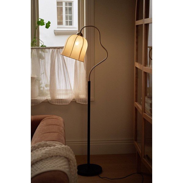 Bela/črna tekstilna stoječa svetilka (višina 150 cm) Bell – Ellos Home-image-1