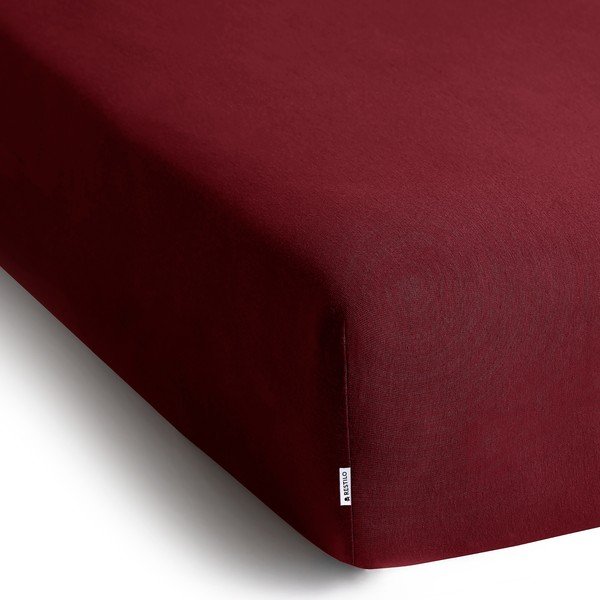 Bordo rdeča napenjalna rjuha iz jerseyja 200x200 cm Amber – Restilo-image-2