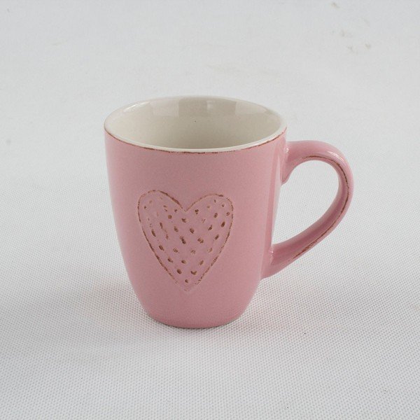 Roza keramični vrč Dakls Dots Heart, 300 ml