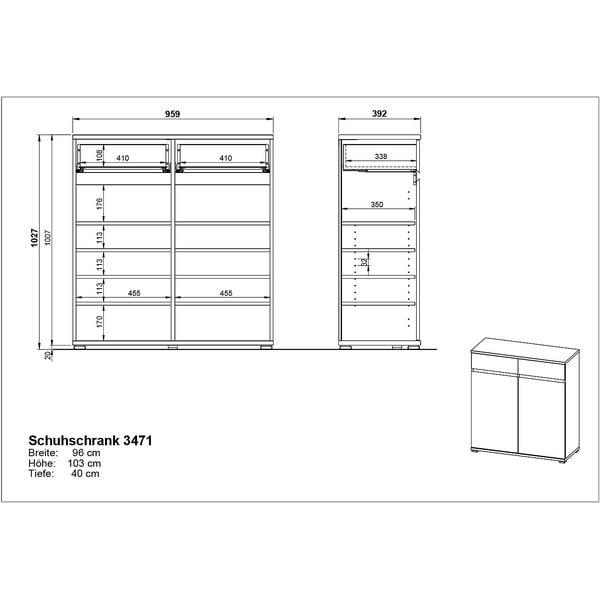 Omara za čevlje v bukovem dekorju s predali Lissabon - Germania-image-4