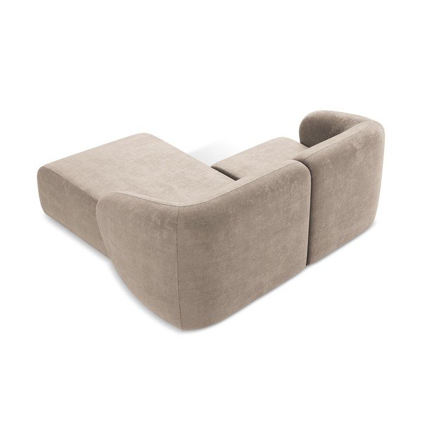 Svetlo rjava kotna sedežna garnitura iz šenilje (desni kot/z ležalnikom) Lani – Makamii-image-3