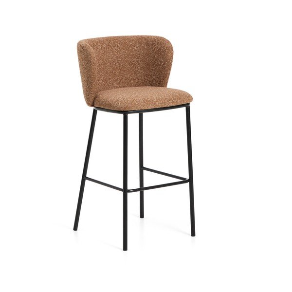 Oblazinjen barski stol v barvi terakote (višina sedeža 75 cm) Ciselia – Kave Home