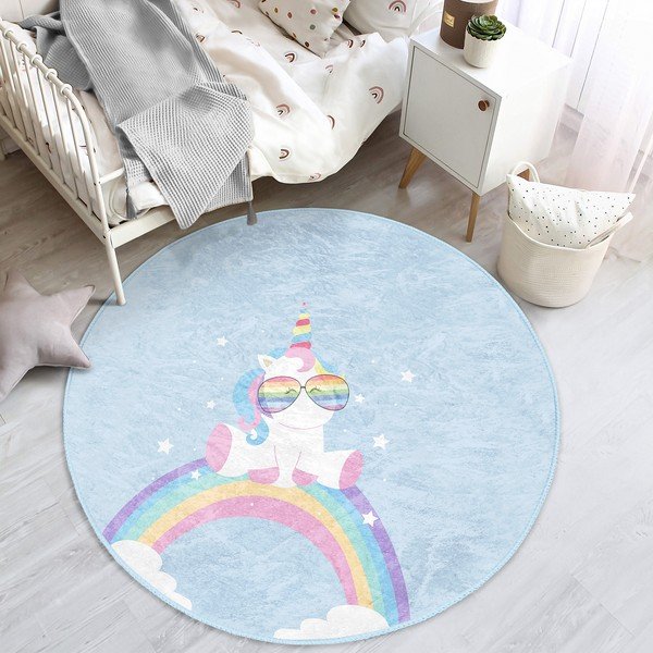 Svetlo modra otroška preproga ø 80 cm Comfort – Mila Home-image-1