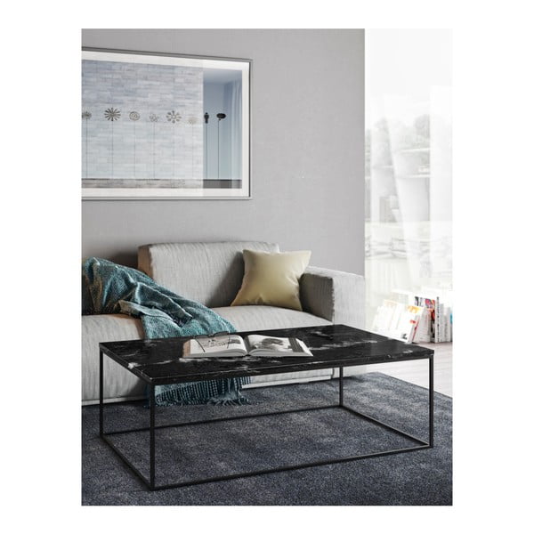 Črna marmorna mizica s črnimi nogami TemaHome Gleam, 120 x 75 cm-image-4