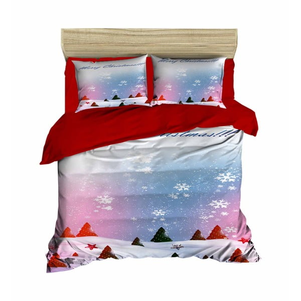 Božična posteljnina za zakonsko posteljo z rjuho Nevada, 160 x 220 cm