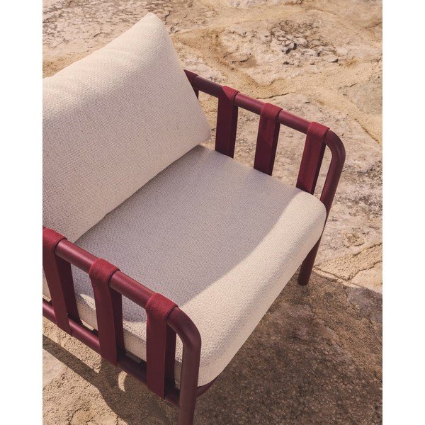 Rdeča/bež aluminijasta vrtna garnitura za 4 osebe Omala – Kave Home-image-4