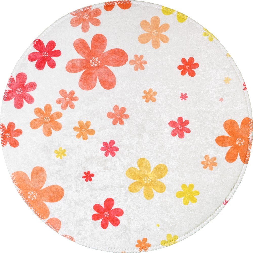 Oranžna/slonokoščena pralna otroška preproga ø120 cm Fall Flowers