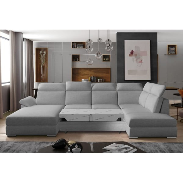 Svetlo siva raztegljiva kotna sedežna garnitura (desni kot/v obliki črke "U") Evanell – ELTAP-image-2