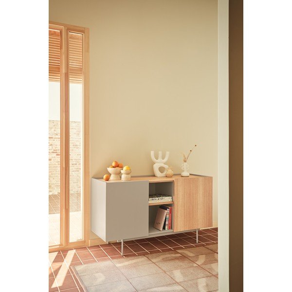 Bež/naravna nizka komoda v hrastovem dekorju 130x78 cm Otto – Teulat-image-1