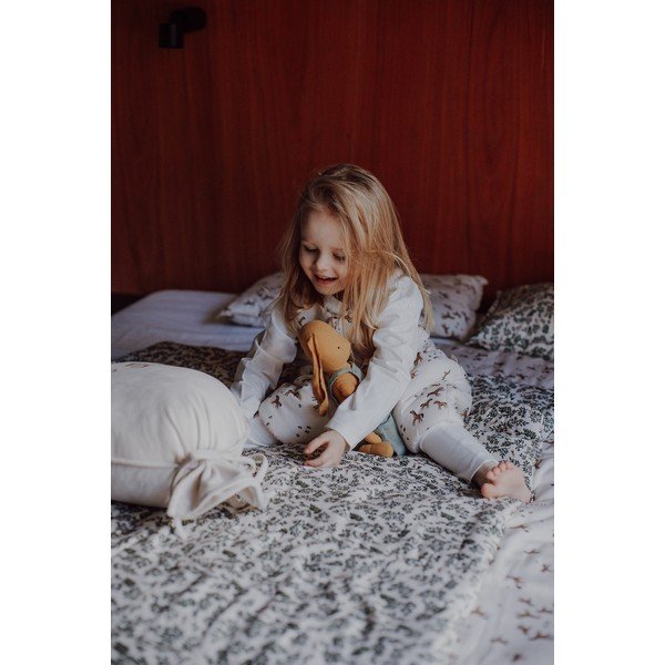 Zelen/kremno bel komplet za zibelko Green Floral – Malomi Kids-image-1