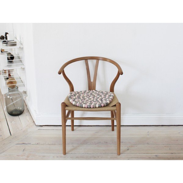 Svetlo rožnato-siva sedežna blazina iz volnenih kroglic Wooldot Ball Chair Pad, ⌀ 39 cm-image-1